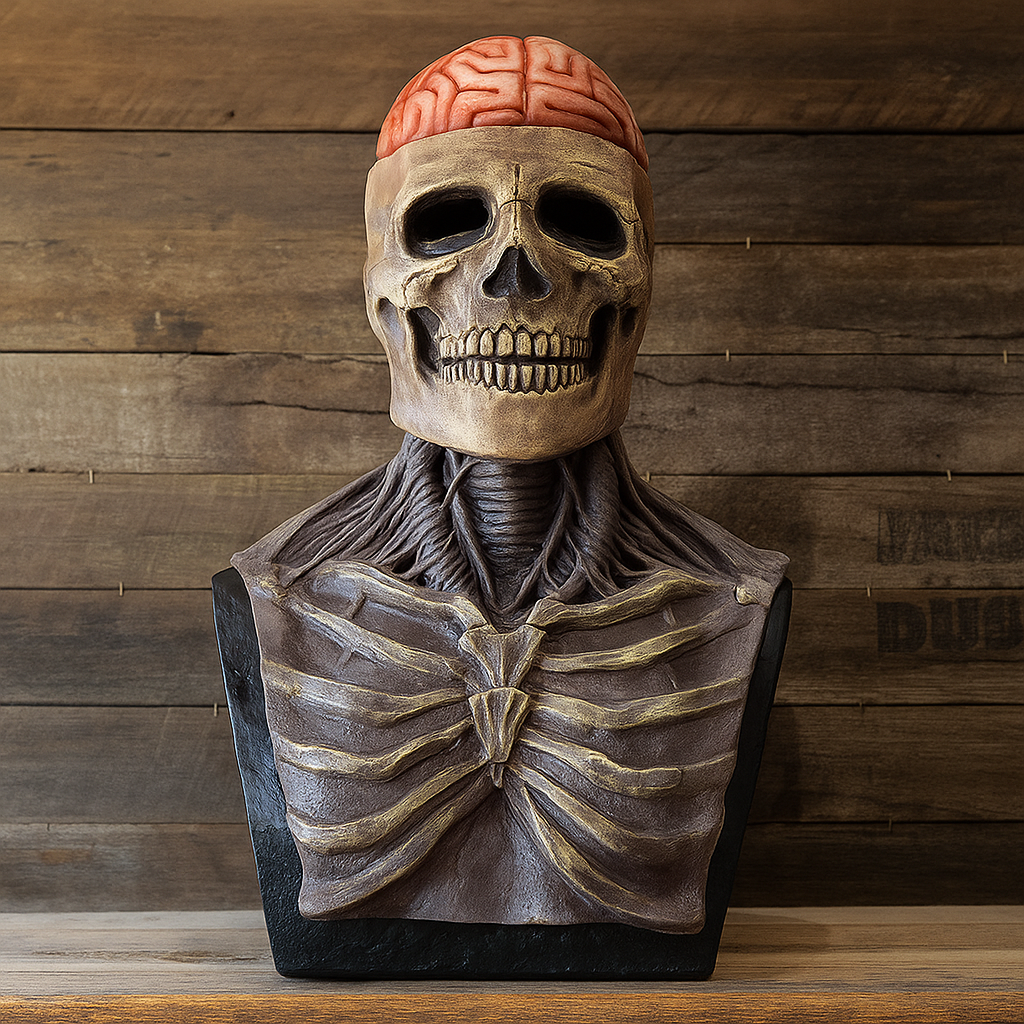 Máscara Realista de Calavera Cráneo con Cerebro Expuesto – Terror de Lujo